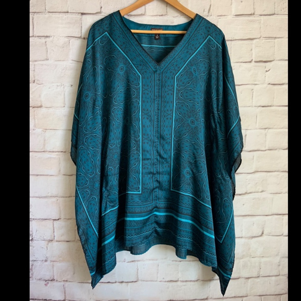 Dana Buchman Tunic Poncho Blouse, Boho Peasant, S